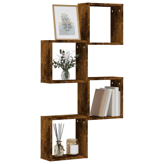 Mensole a Cubo 4 pz Rovere Fumo 30x15x30 cm | homemem39