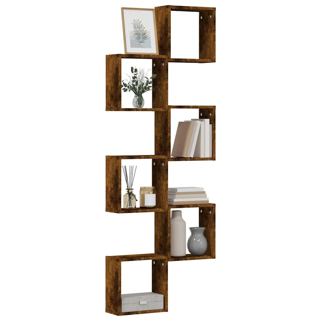 Mensole a Cubo 6 pz Rovere Fumo 30x15x30 cm | homemem39
