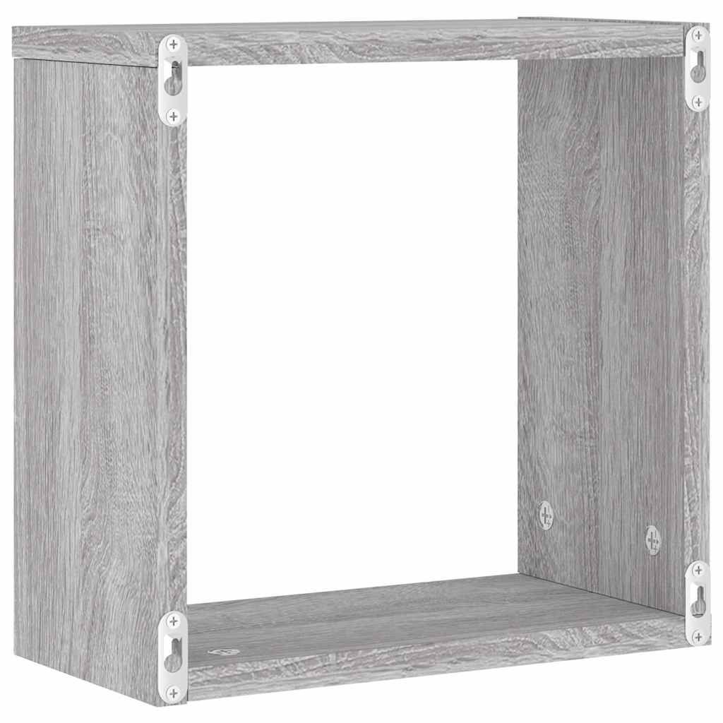 Mensole Parete a Cubo 6 pz Grigio Sonoma 30x15x30 cm | homemem39