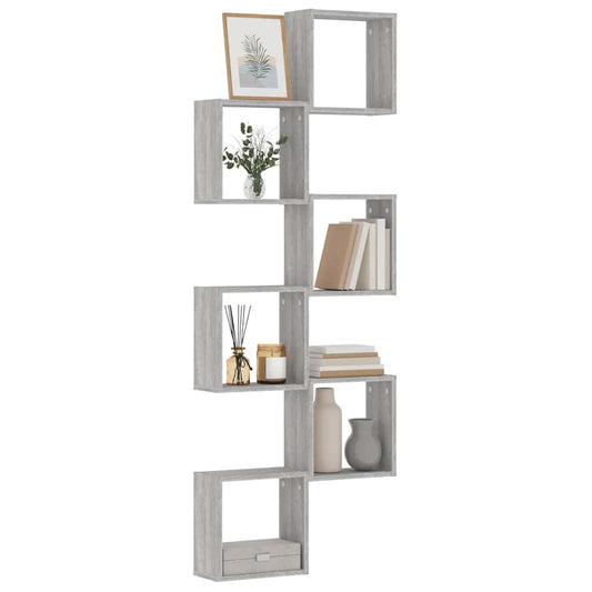 Mensole Parete a Cubo 6 pz Grigio Sonoma 30x15x30 cm | homemem39