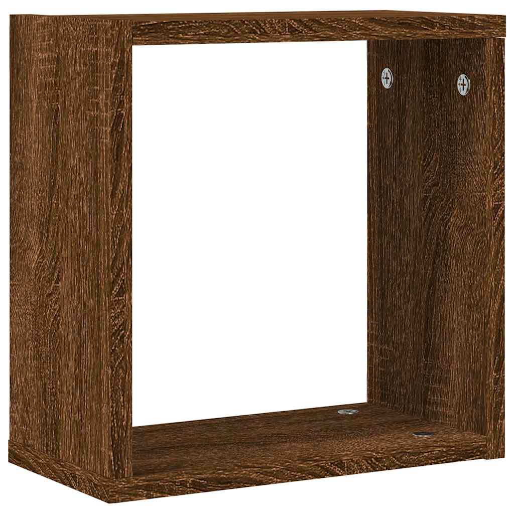 Mensole a Cubo 2 pz Rovere Marrone 30x15x30 cm | homemem39