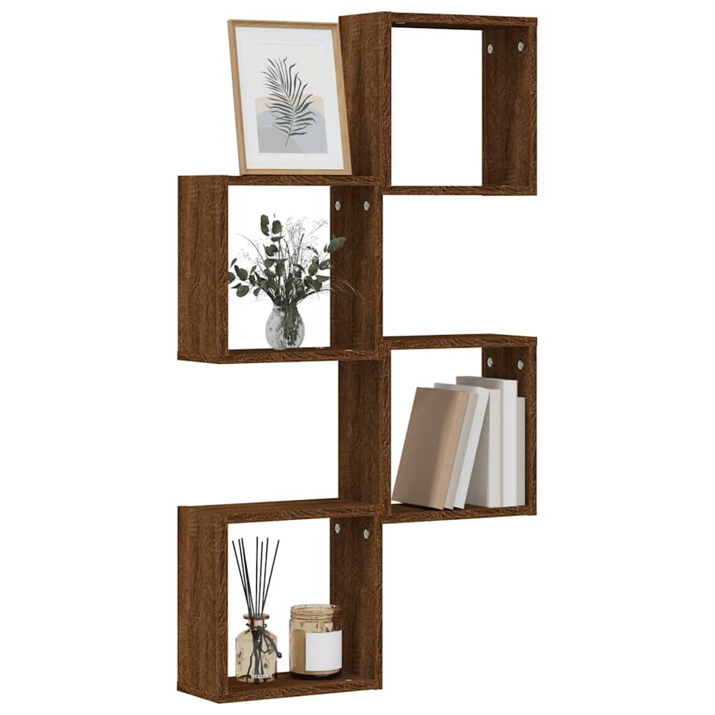 Mensole a Cubo 4 pz Rovere Marrone 30x15x30 cm | homemem39