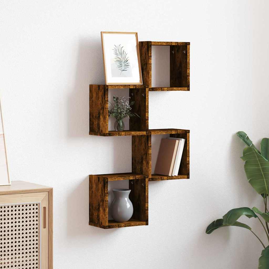 Scaffali da parete 4 pcs Rovere fumé 26 x 15 x 26 cm | homemem39