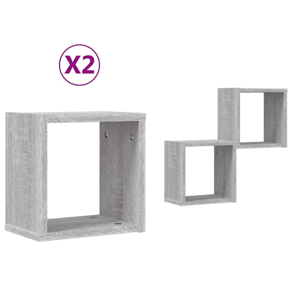 Scaffali da parete 2 pcs Grigio Sonoma 26 x 15 x 26 cm