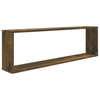 Mensole Parete Cubo 2pz Rovere Fumo 100x15x30 Legno Multistrato | homemem39