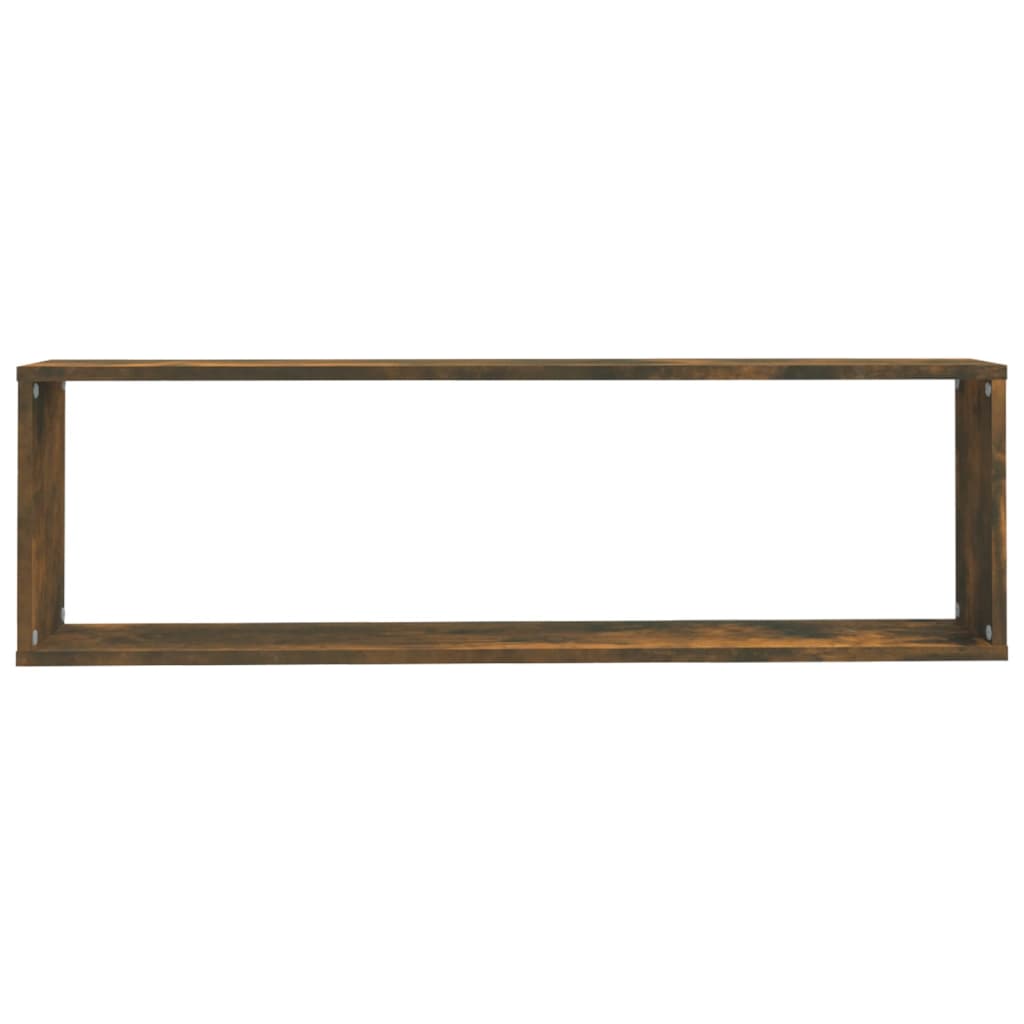 Mensole Parete Cubo 2pz Rovere Fumo 100x15x30 Legno Multistrato | homemem39