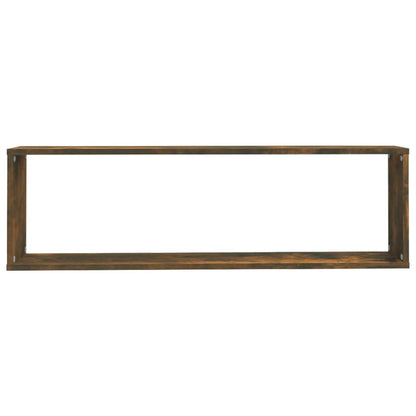 Mensole Parete Cubo 4pz Rovere Fumo 100x15x30 Legno Multistrato | homemem39