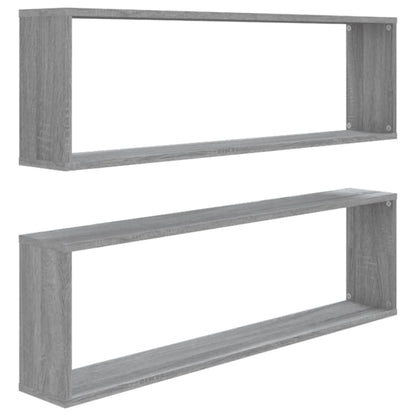 Mensole Cubo Muro 2pz Grigio Sonoma 100x15x30 Legno Multistrato | homemem39