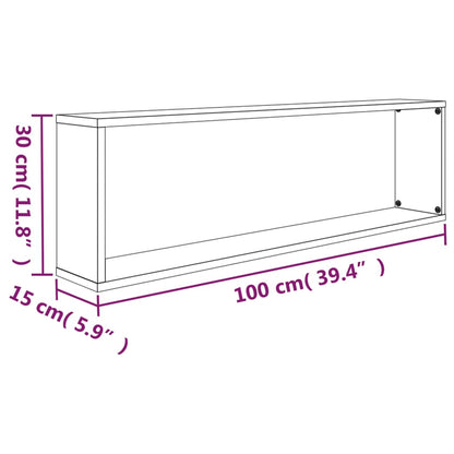 Mensole Cubo Muro 4pz Grigio Sonoma 100x15x30 Legno Multistrato | homemem39