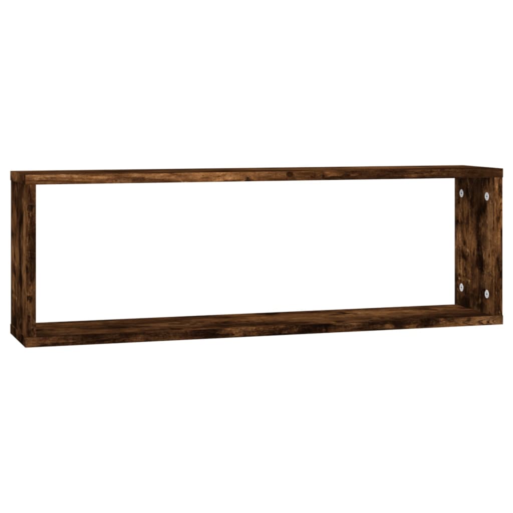 Mensole Parete Cubo 2 Rovere Fumo 80x15x26,5 Legno Multistrato | homemem39
