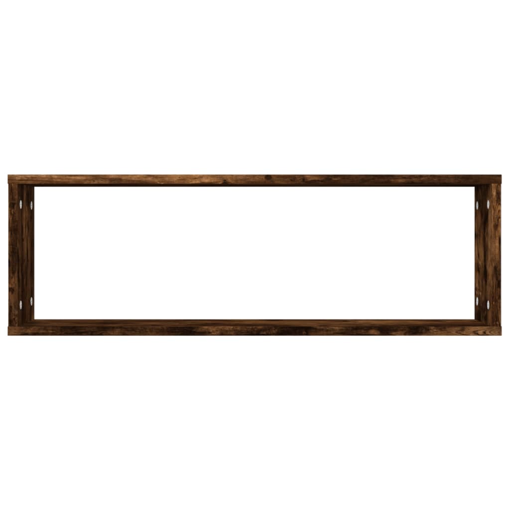 Mensole Parete Cubo 2 Rovere Fumo 80x15x26,5 Legno Multistrato | homemem39