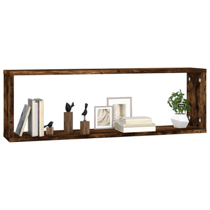 Mensole Muro Cubo 4 Rovere Fumo 80x15x26,5cm Legno Multistrato | homemem39