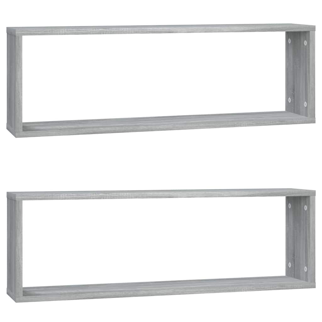Mensole Cubo Muro 2 Grigio Sonoma 80x15x26,5 Legno Multistrato