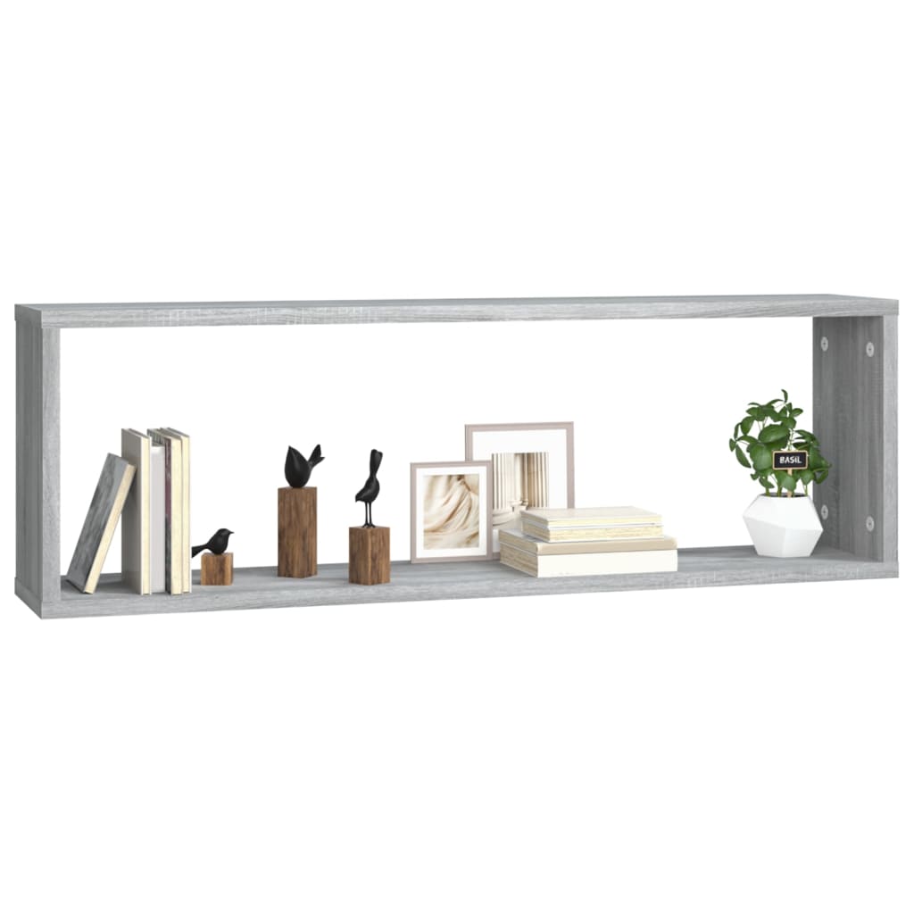 Mensole Cubo Muro 2 Grigio Sonoma 80x15x26,5 Legno Multistrato | homemem39