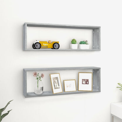 Mensole Cubo Muro 2 Grigio Sonoma 80x15x26,5 Legno Multistrato | homemem39