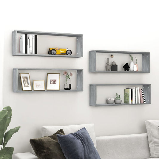 Mensole Cubo Muro 4 Grigio Sonoma 80x15x26,5 Legno Multistrato | homemem39