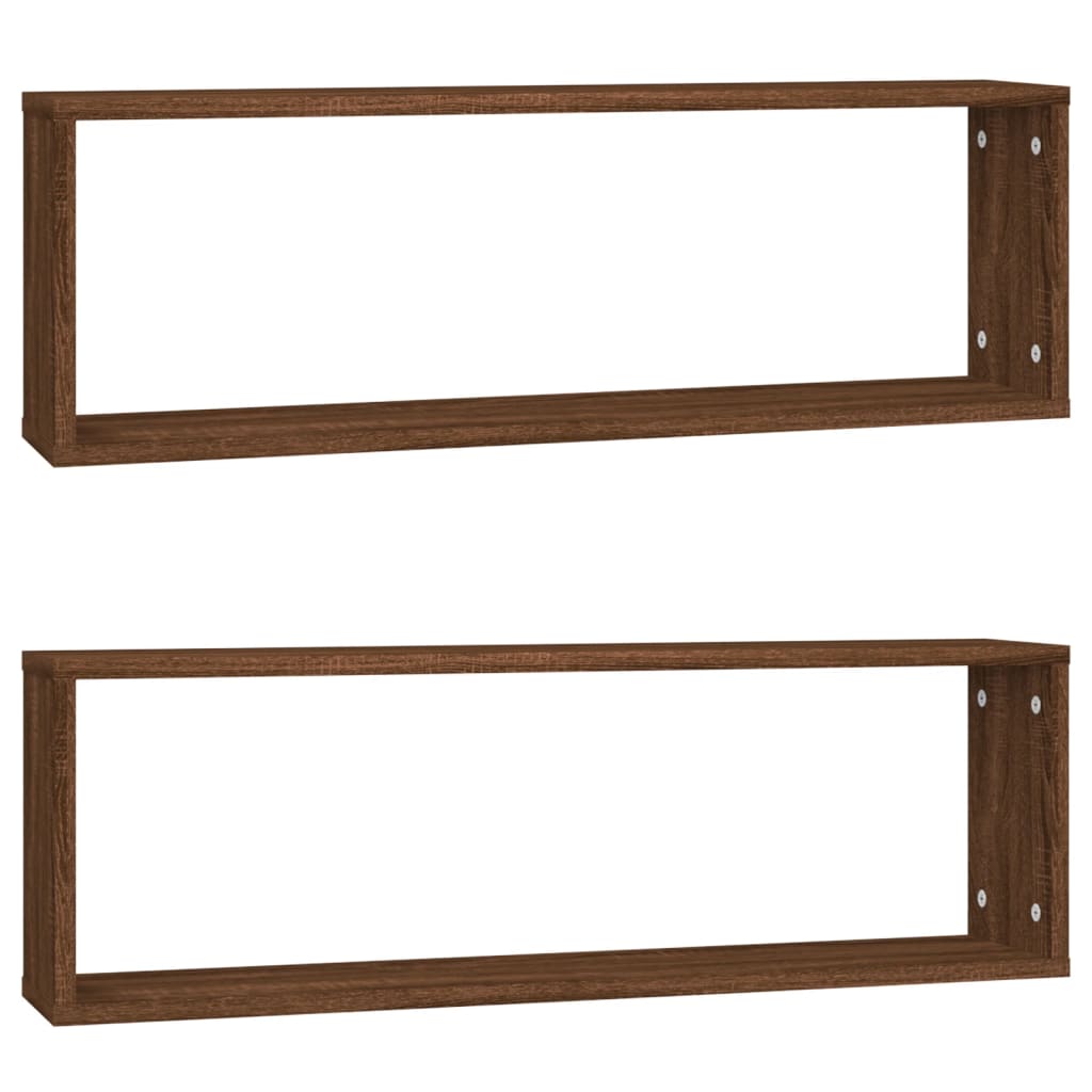 Mensole Muro Cubo 2 Rovere Marrone 80x15x26,5 Legno Multistrato | homemem39