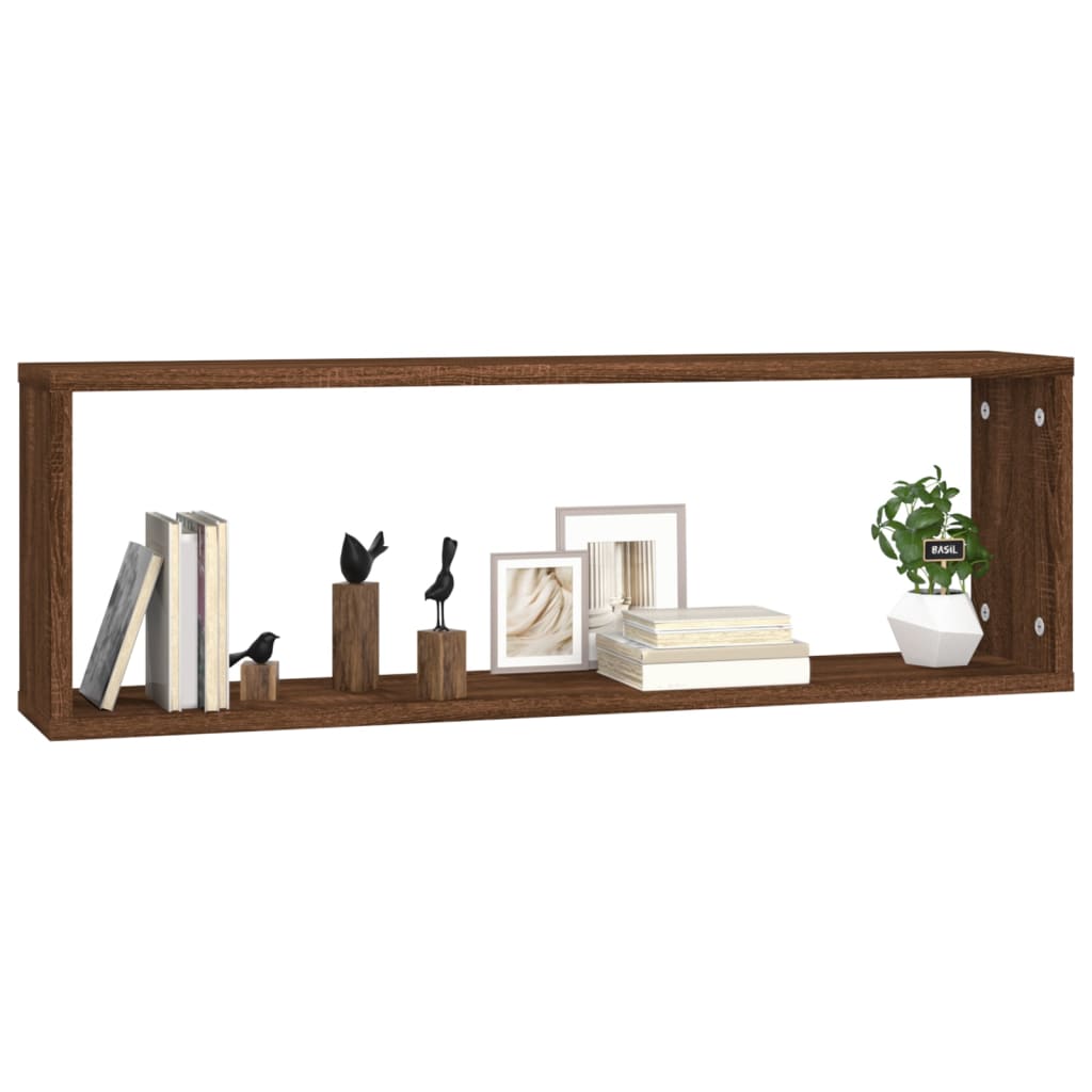 Mensole Muro Cubo 2 Rovere Marrone 80x15x26,5 Legno Multistrato | homemem39