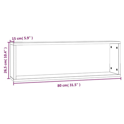 Mensole Muro Cubo 2 Rovere Marrone 80x15x26,5 Legno Multistrato | homemem39