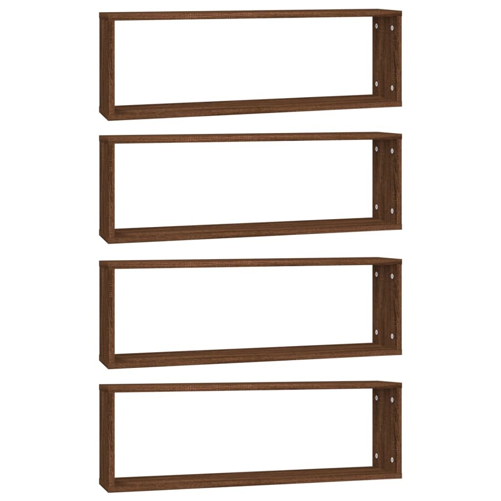 Mensole Muro Cubo 4 Rovere Marrone 80x15x26,5 Legno Multistrato | homemem39