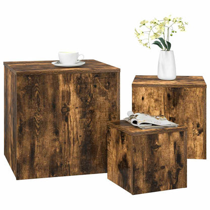 Credenze 3 pz Rovere Fumo in Legno Multistrato
