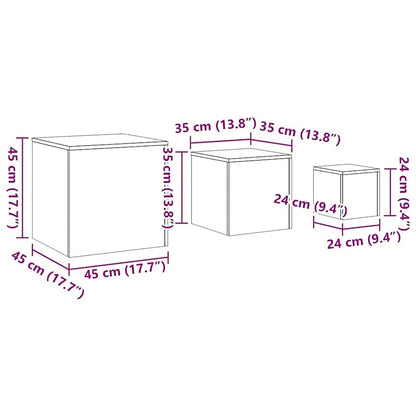 Credenze 3 pz Rovere Fumo in Legno Multistrato