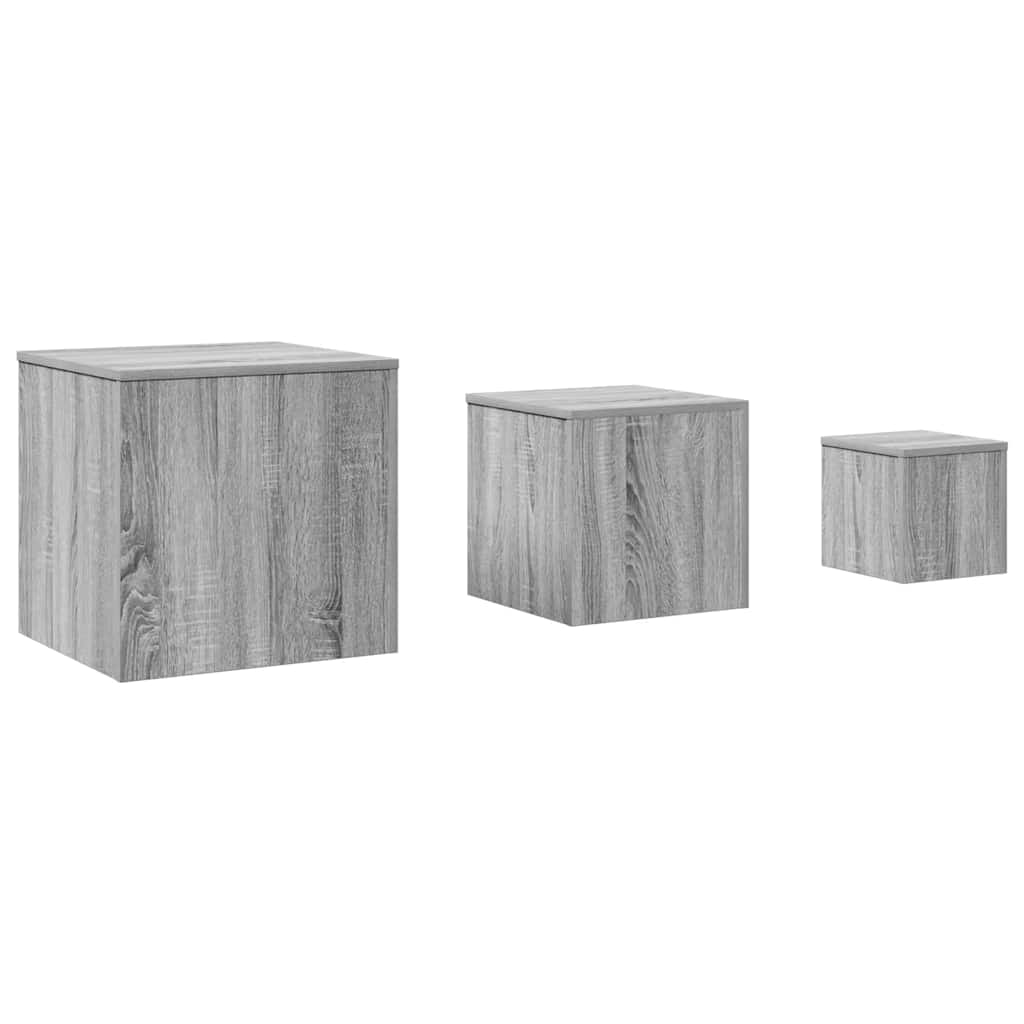 Credenze 3 pz Grigio Sonoma in Legno Multistrato | homemem39