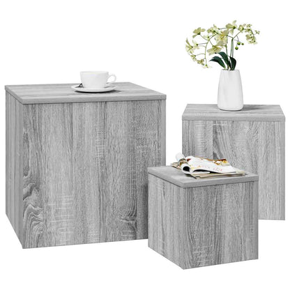 Credenze 3 pz Grigio Sonoma in Legno Multistrato | homemem39