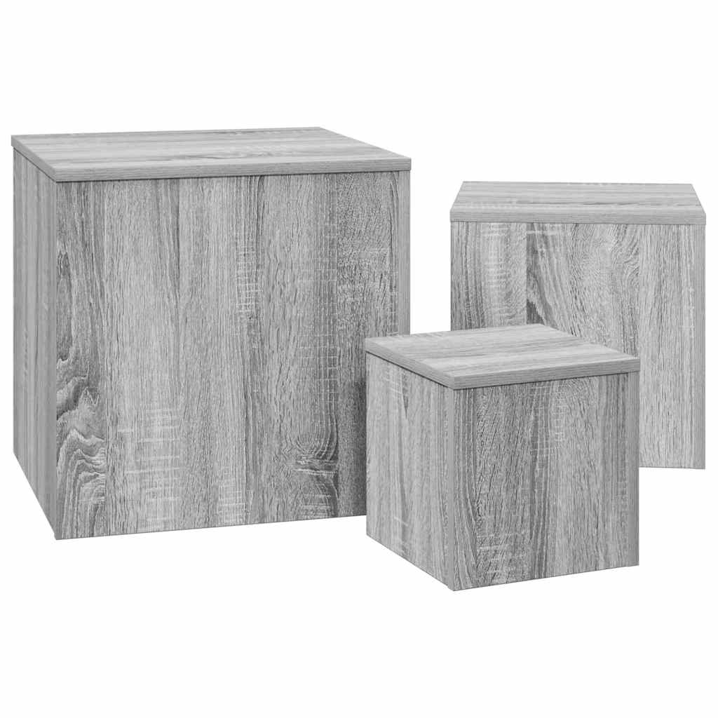 Credenze 3 pz Grigio Sonoma in Legno Multistrato | homemem39