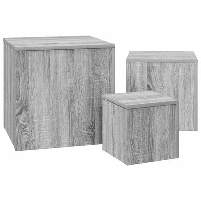 Credenze 3 pz Grigio Sonoma in Legno Multistrato