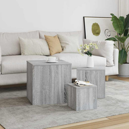 Credenze 3 pz Grigio Sonoma in Legno Multistrato