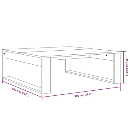 Tavolino da Salotto Rovere Fumo 100x100x35 cm Legno Multistrato | homemem39