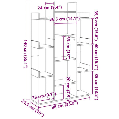 Libreria Rovere Fumo 86x25,5x140 cm in Legno Multistrato