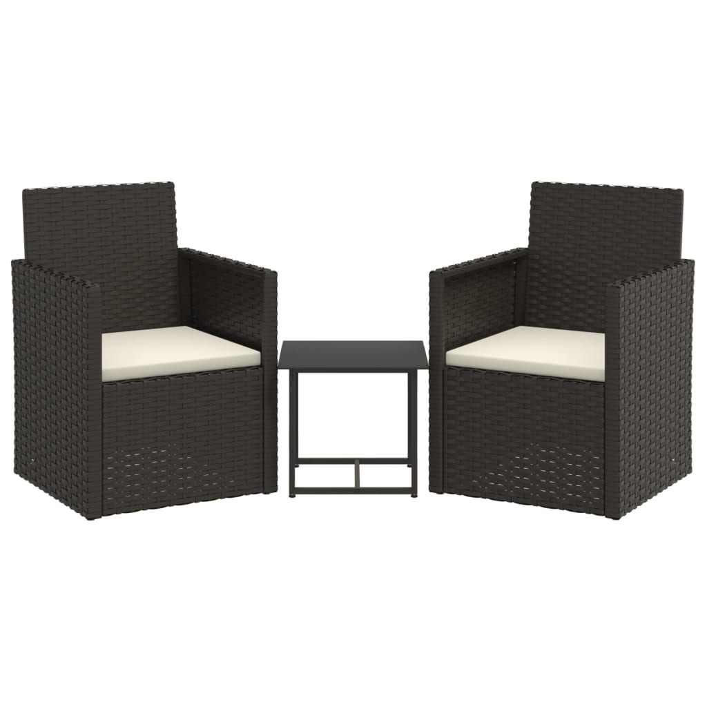 Set Divani da Esterno 3 pz con Cuscini Nero in Polyrattan - homemem39