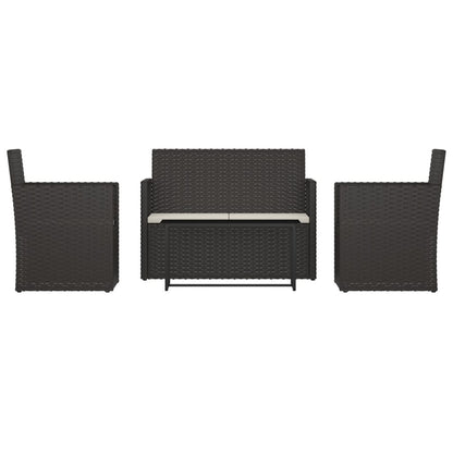 Set Salotto da Esterno 4 pz con Cuscini in Polyrattan Nero | homemem39