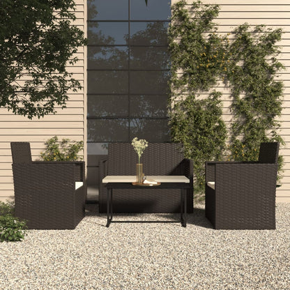 Set Salotto da Esterno 4 pz con Cuscini in Polyrattan Nero | homemem39