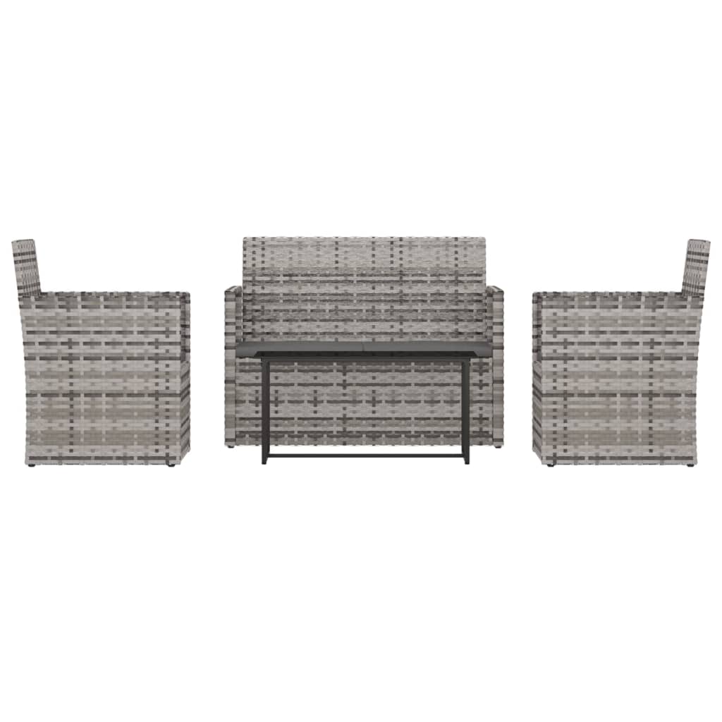Set Divani da Esterno 4 pz con Cuscini in Polyrattan Grigio | homemem39