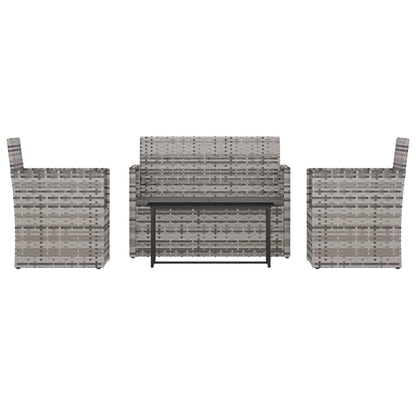 Set Divani da Esterno 4 pz con Cuscini in Polyrattan Grigio | homemem39