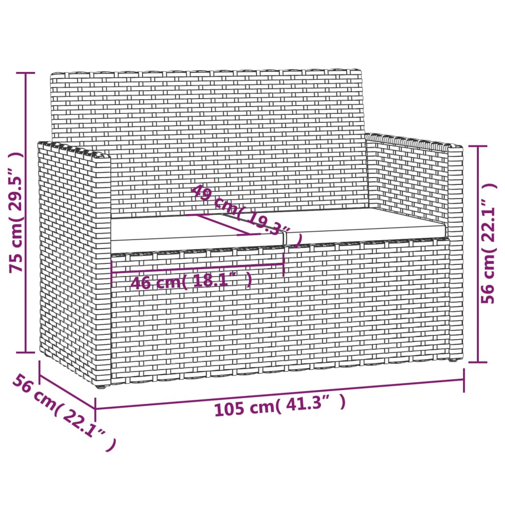 Set Divani da Esterno 4 pz con Cuscini in Polyrattan Grigio | homemem39
