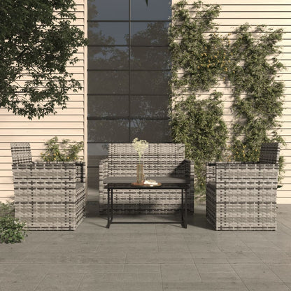 Set Divani da Esterno 4 pz con Cuscini in Polyrattan Grigio | homemem39