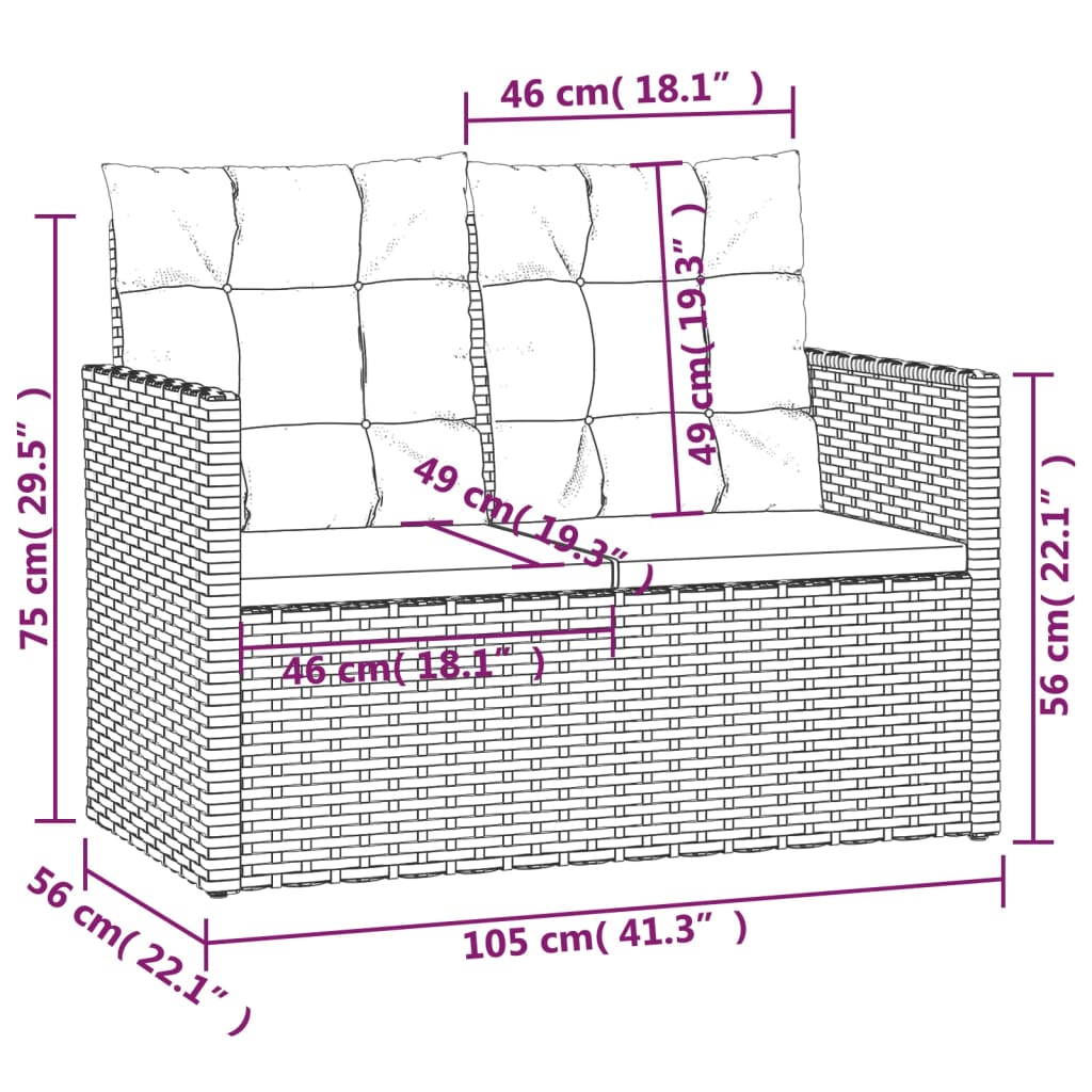 Set Salotto da Esterno 4 pz con Cuscini in Polyrattan Nero | homemem39