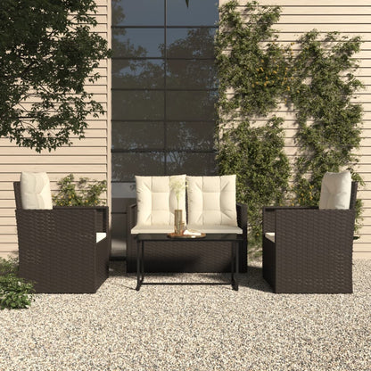 Set Salotto da Esterno 4 pz con Cuscini in Polyrattan Nero | homemem39