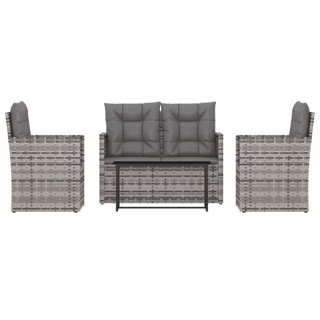 Set Divani da Esterno 4 pz con Cuscini in Polyrattan Grigio | homemem39