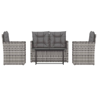 Set Divani da Esterno 4 pz con Cuscini in Polyrattan Grigio | homemem39