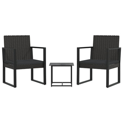 Set Divani da Giardino 3 pz con Cuscini Nero in Polyrattan - homemem39