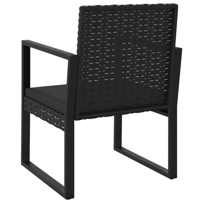 Set Divani da Giardino 3 pz con Cuscini Nero in Polyrattan - homemem39
