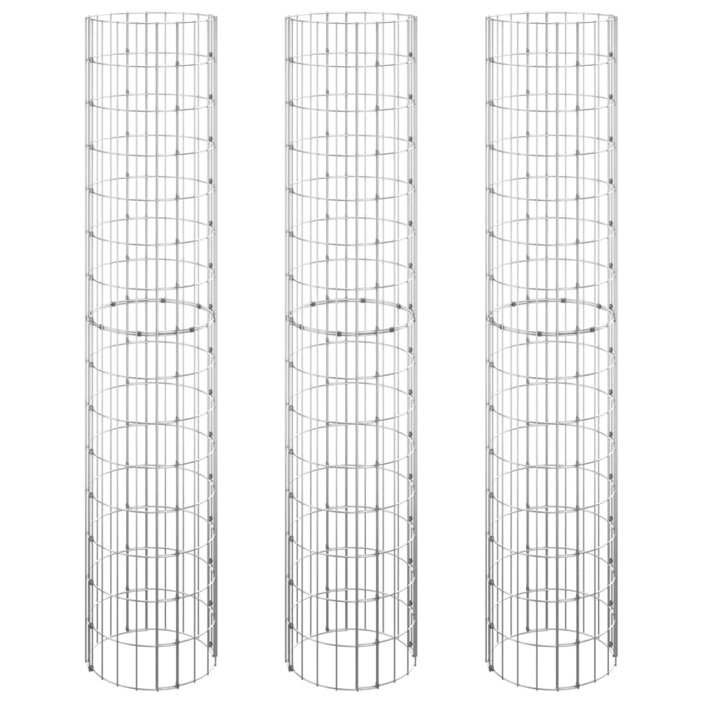 Fioriere Gabbione Circolare 3 pz in Acciaio Zincato Ø30x150 cm - homemem39