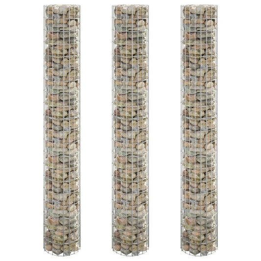 Fioriere Gabbione Circolare 3 pz in Acciaio Zincato Ø30x200 cm - homemem39