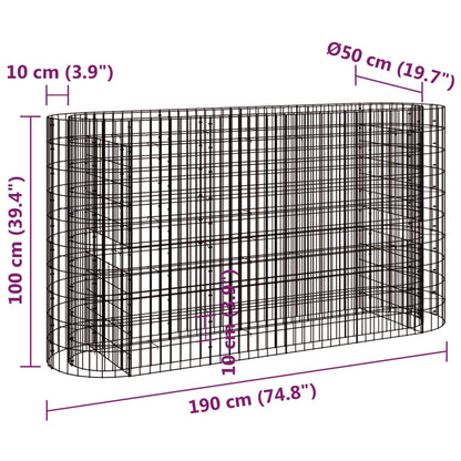 Gabbione con Letto Rialzato in Acciaio Zincato 190x50x100 cm - homemem39