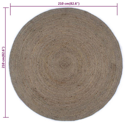 Tappeto Lavorato a Mano in Juta Rotondo 210 cm Grigio - homemem39